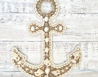 Shell Anchor Wall Decor, Nautical Theme, Shell Wall Art, Beach House Decor, Tropical Decor, Coastal Living