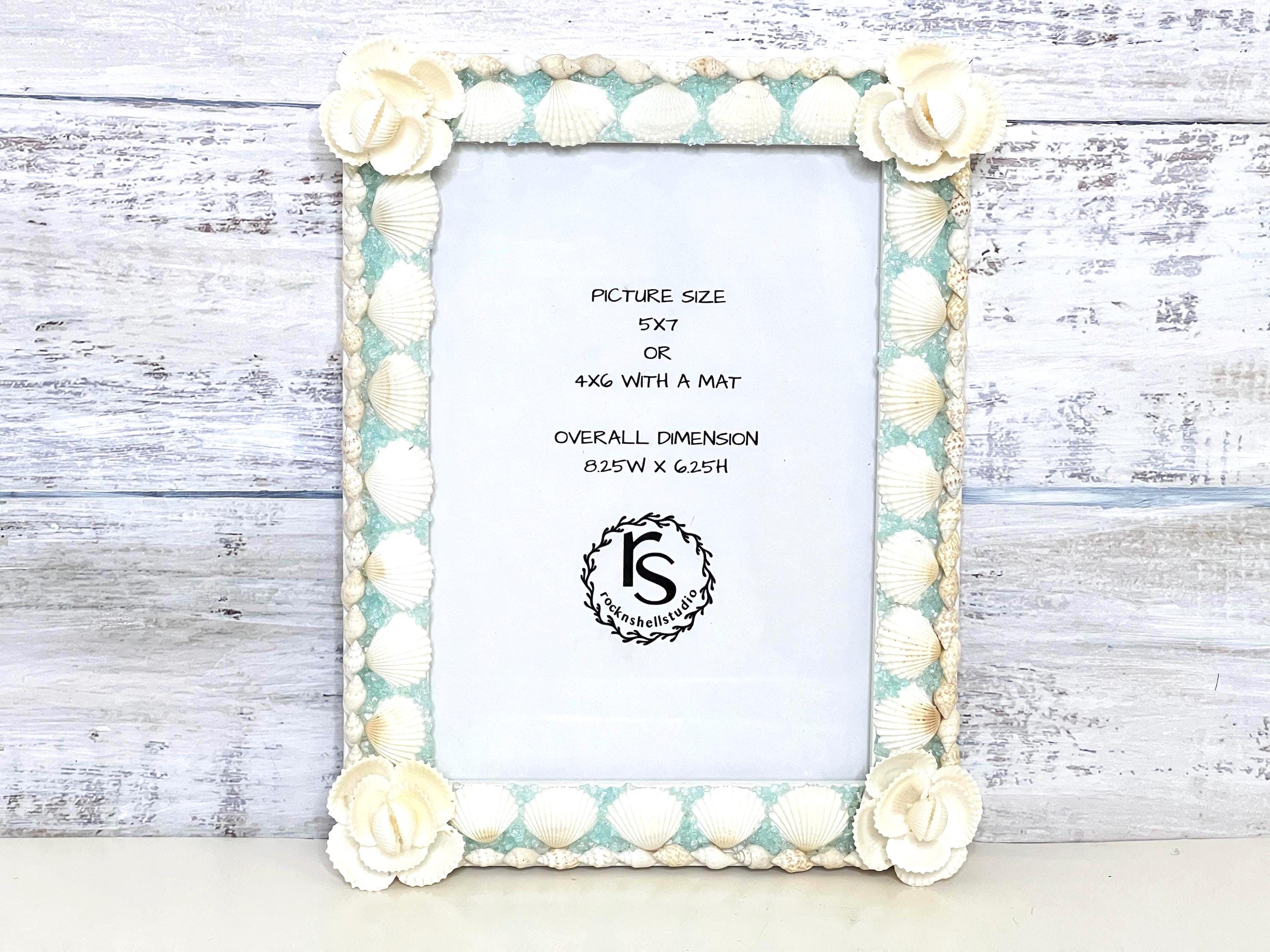 White Shell Photo Frame White Shell Picture Frame, 5x7 Photo, Beach Wedding Gift, Beach Decor ...