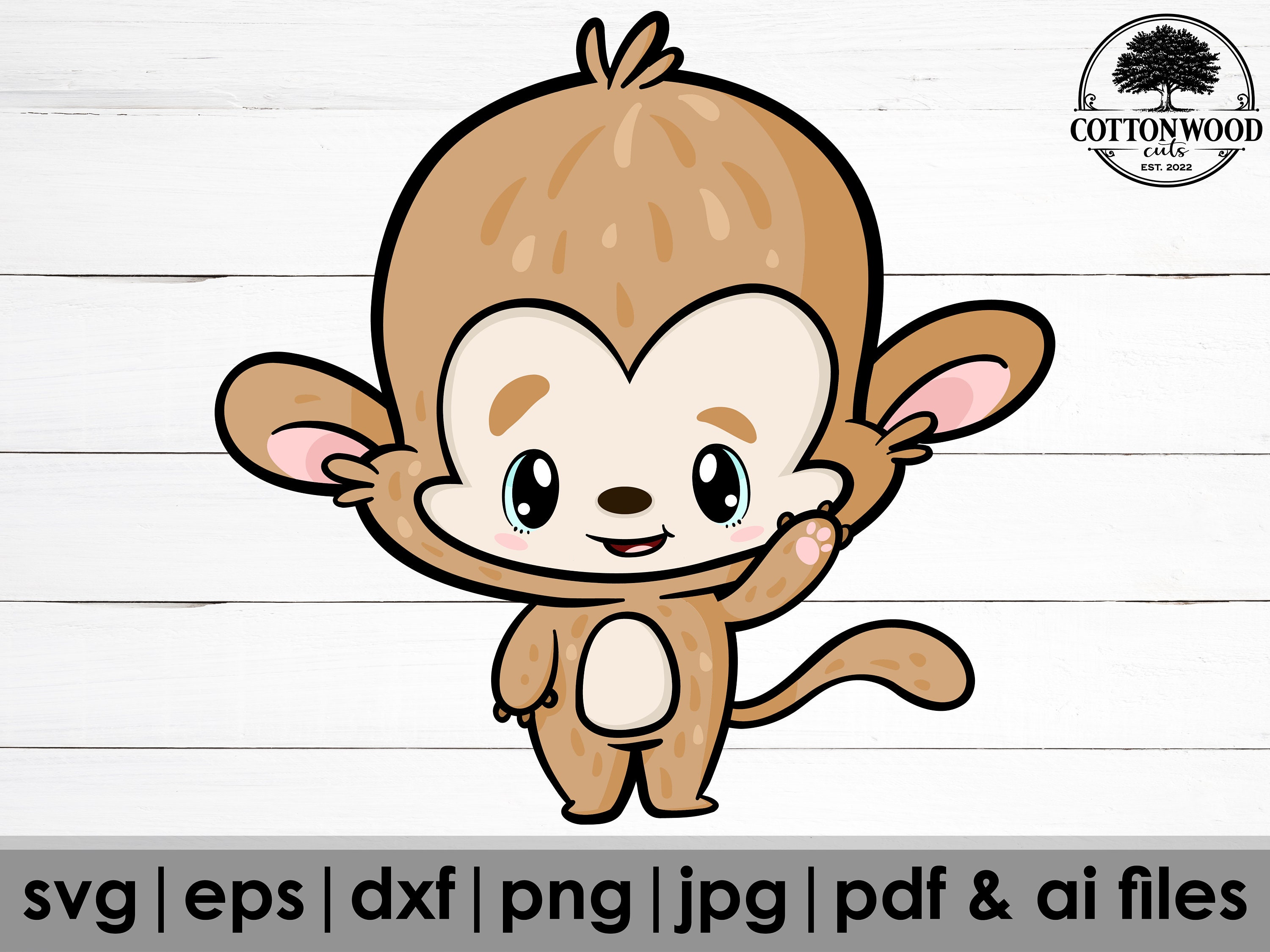 Cute Monkey Animal Flat PNG & SVG Design For T-Shirts