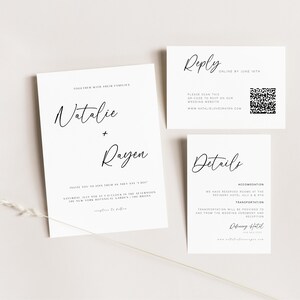 Minimalist Wedding Invitation Template, Modern Wedding Invite, Instant Download, Wedding Invite, QR Code Rsvp, JL-W022 image 9