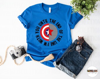 Marvel I'm With You Till The End Of The Line Inspired Tee, Captain America, Bucky Barnes, Marvel Cinematic Universe, Avengers