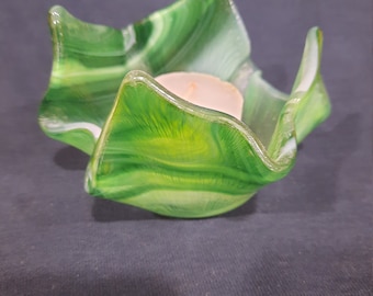 Green marble candle holder