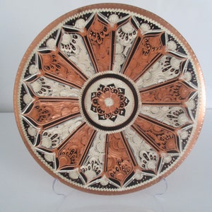 Nostalgic Embroidered Decorative Copper Plate | Hand Crafted Copper Plate | Handmade Copper Wall Art