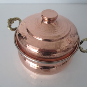 Brass Handled Copper Pot | Hammered Copper Pot | Turkish Copper Pot | Copper cookware pot With Lid | Handmade copper pot