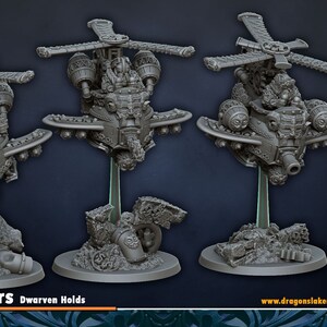 DragonsLake Miniatures Hélicoptère à vapeur nain | BASES INCLUSES