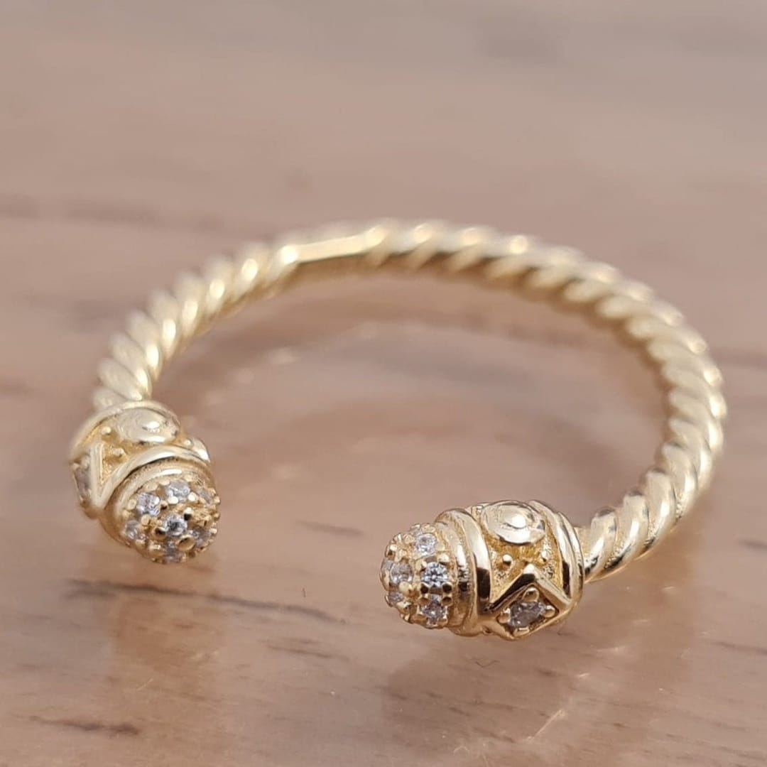 Golden Rope Ring Gold Twist Rope Ring - Royal Ring - Gold Adjustable Ring - Sterling ...