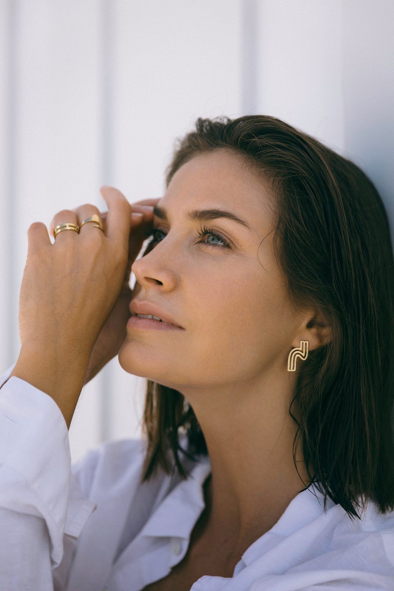 Flow earring, Gold Vermeil imagem 3