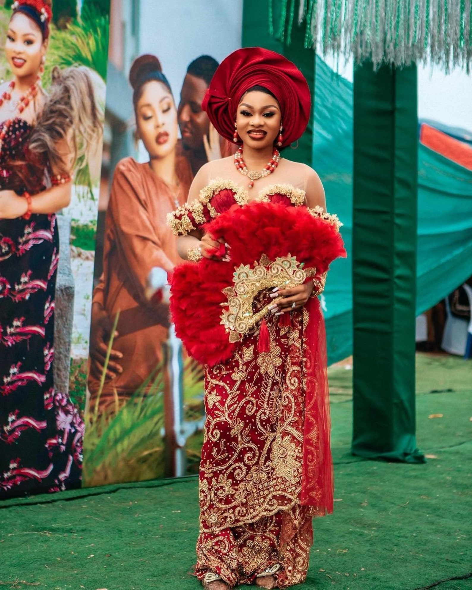 Feathers African Hand Fan, Bridal Hand Fan, Traditional Wedding Hand ...