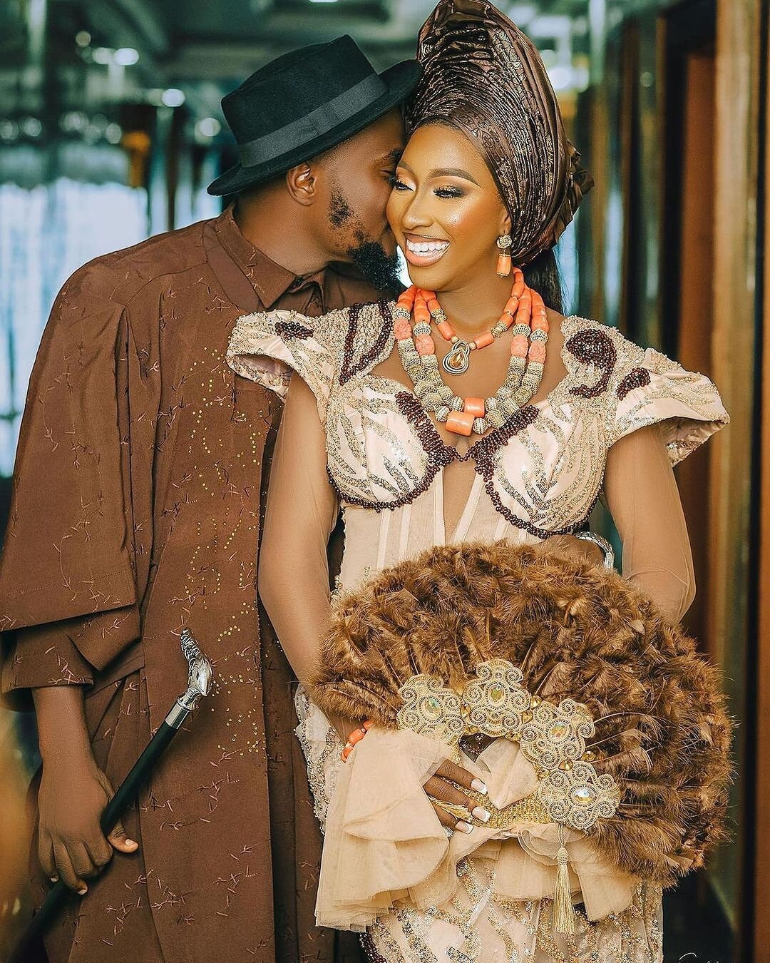 Nigerian Wedding Feather Hand Fan, Clutch Semicircle African Traditional Wedding Bridal Hand