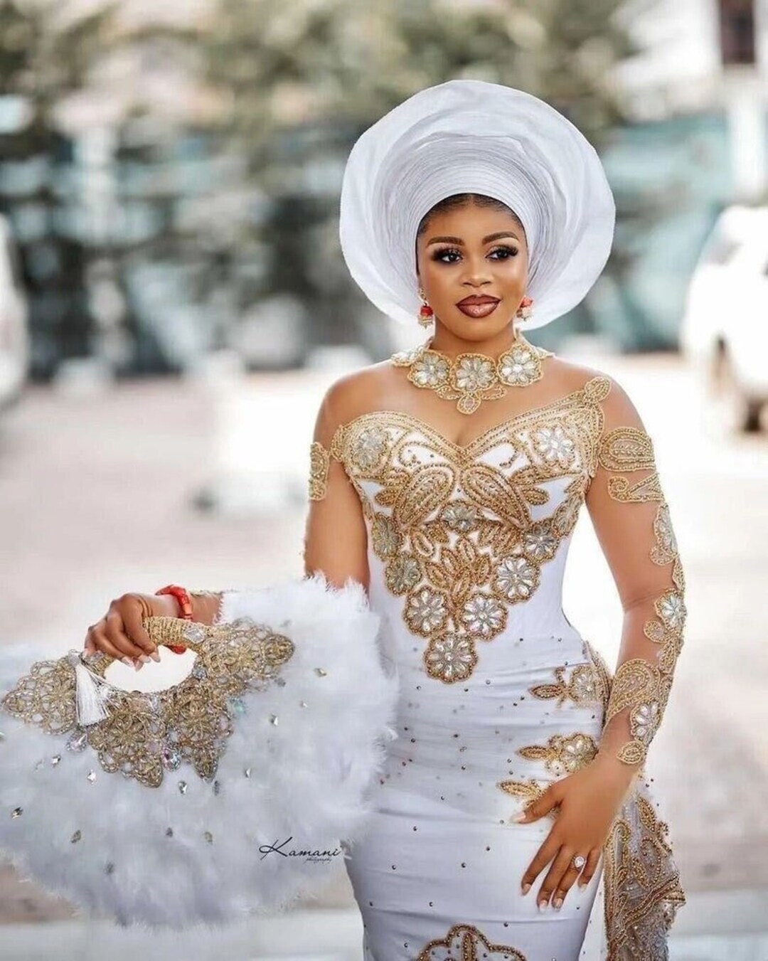 African Feather Hand Fan, Brides Hand Fan, Nigerian Wedding Bridal Hand