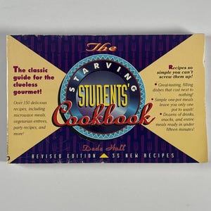 Vintage Cookbook 90s: The Starving Students’ Cookbook by Dede Hall, Retro Cookbook, American Recipes, Quick Party Recipes, Home Cooking
