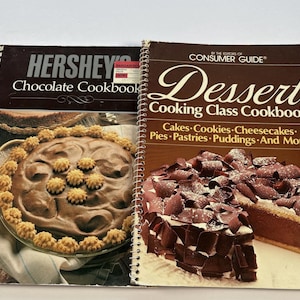 Vintage 80s Dessert Cookbook 1982 and Hershey&#39;s Chocolate Cookbook 1989, Retro Cookbook, Vintage Baker, Nostalgic Dessert Recipes