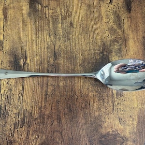 Vintage 90s Silver Plated Serving Spoon 13&quot;, Unbranded Casserole Spoon