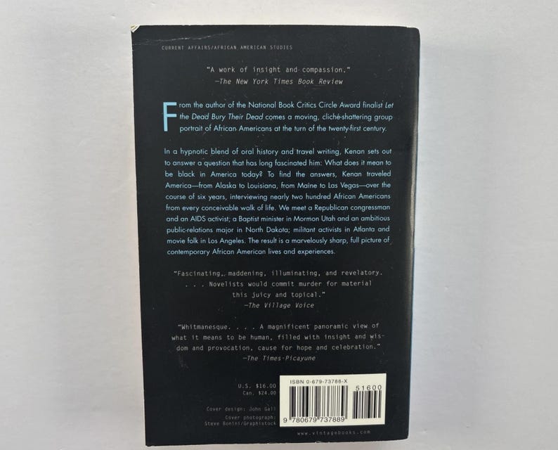Walking on Water by Randall Kenan, Paperback, Black Americans at the Dawn of the 21st Century, First Edition Vintage 2000 afbeelding 7