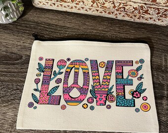 Love Bag, Make up Case, Best Friend Gift, Bridesmaids Gift, Pencil Case, Cosmetic Bag, Valentines Day Gift for Girlfriend, Gifts for Mom