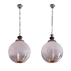 Set of 2 Vintage Chandeliers by Carlo Nason for Mazzega, 1970s