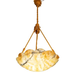 Elegant Art Deco Alabaster Pendant, 1950s