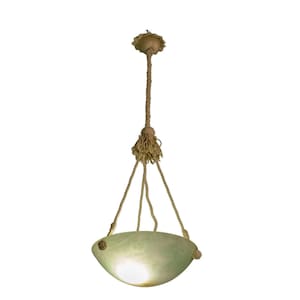 Rare Art Deco Green Alabaster Chandelier, 1940