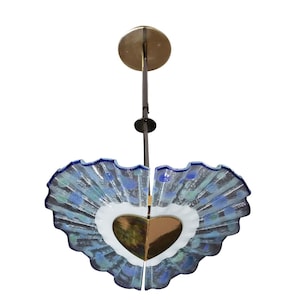 Wisior ze szkła Murano w kolorze niebieskim w kształcie wachlarza, lata 70-te