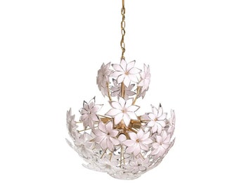 Spectacular Murano Sputnik White Flowers, 1980s