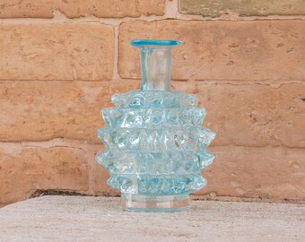 Seltene blaue Ercole Barovier Rostrato Murano-Glasvase für Barovier & Toso, 1940er Jahre