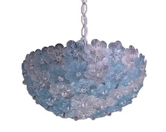Murano Flush Mount Flower and Metal by Seguso for Venini, Italy, 1960s