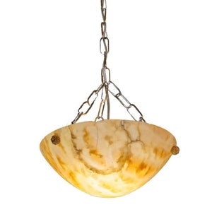 Great Design Antique Orange Alabaster Chandelier Pendant, Art Deco