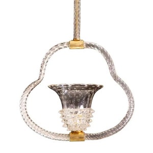 Art Deco Ercole Barovier Chandelier Rostrato and Bullicante Murano Glass, 1940s