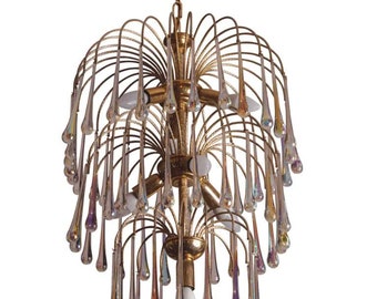 Paolo Venini Cascade, Gouttes Irisées, Lustre de Murano, années 1960