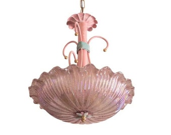 Lustre Vintage Murano Rose Irisé, 1970s