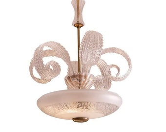 Elegant Vintage Art Deco Barovier & Toso chandelier, 1940s