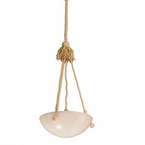 Art Deco White Alabaster Chandelier, 1950