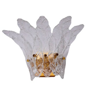 Elegante Palmette-Wandleuchte aus Muranoglas, 1970er Jahre