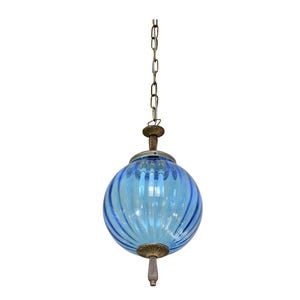 Charming Vintage Murano Blue Glass Pendant Light, 1960