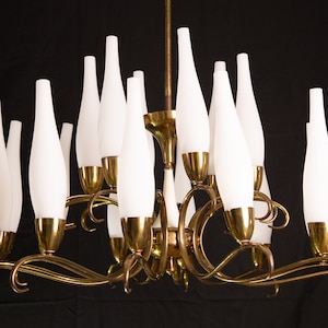 Exceptional 18 Light Stilnovo Chandelier, 1950s