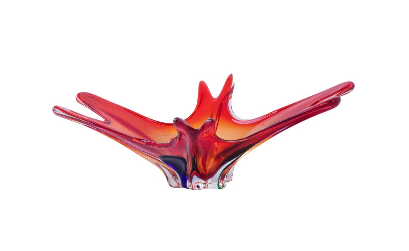 Mehrfarbige braune Korb-Obstschale aus Murano-Kunstglas, Catchall, Italien, 1970er Jahre