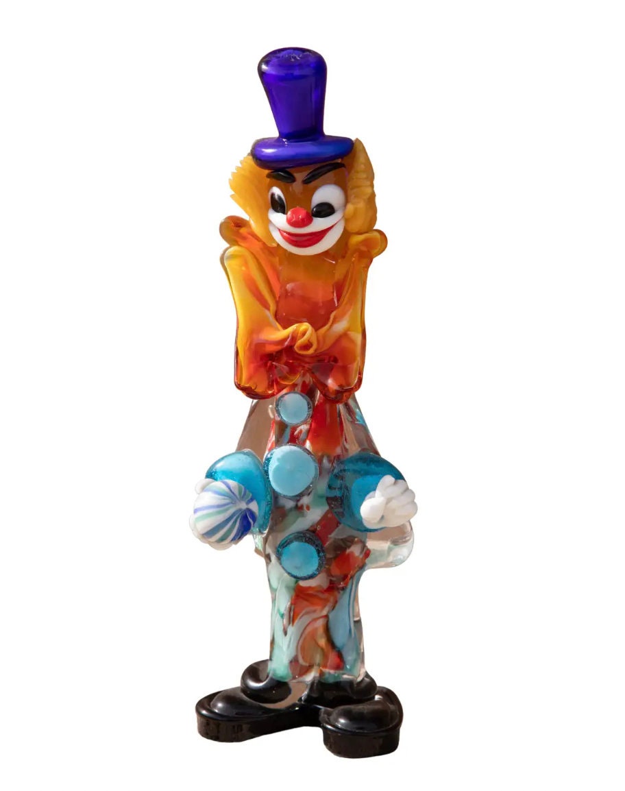 Clown coloré en verre d'art de Murano sur bicyclette des années 1960 - En vente sur France | collectionneur de clown