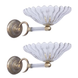 Set of 2 Wall Light Sconces by Barovier & Toso Glass Murano, Italy, 1950