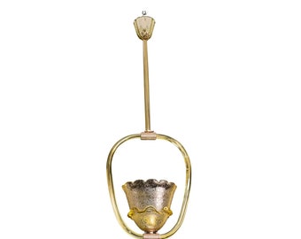 Très Rare Lustre Art Déco Barovier et Toso en Ambre, 1940