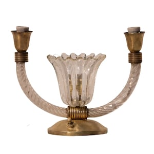 Art Decò Barovier and Toso table lamp brass Murano glass, Italy 1940