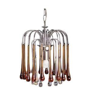 Lady Lucy Murano Chandelier Amber and Iridiscent Drops, 1980s