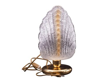 Encantadoras lámparas de mesa de cristal transparente y dorado de Murano