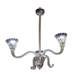 Exceptional Three Arms Chandelier by Barovier and Toso, 1950s