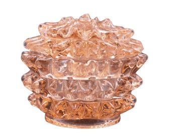 Rare vase en verre de Murano orange Ercole Barovier Rostrato pour Barovier & Toso