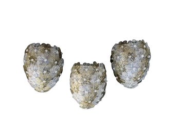 Set of 3 Murano Wall Light Flower by Seguso for Venini, Italy, 1960s