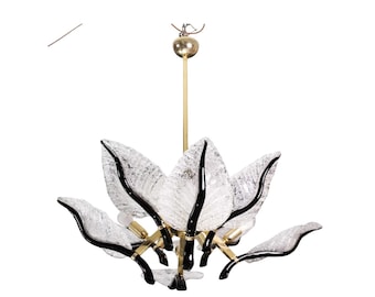 Lustre élégant de grande taille Franco Luce pour Seguso, verre de Murano, 1970s