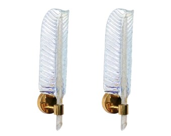Rare Set of 2 Luxury Barovier and Toso Leaf Wall Light