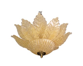 Rome, Murano Glass Gold\Orange Ceiling Light or Flush Mount, 1970s