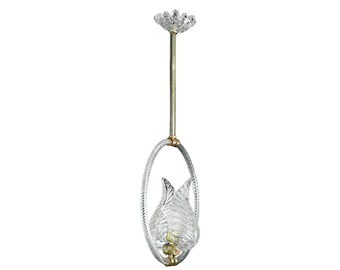 Charming Transparent Art Decò Barovier and Toso Pendant Light Murano Glass, 1940s
