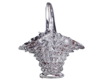Ercole Barovier Rostrato Murano Italian Glass Basket Centerpiece Vase, 1940s
